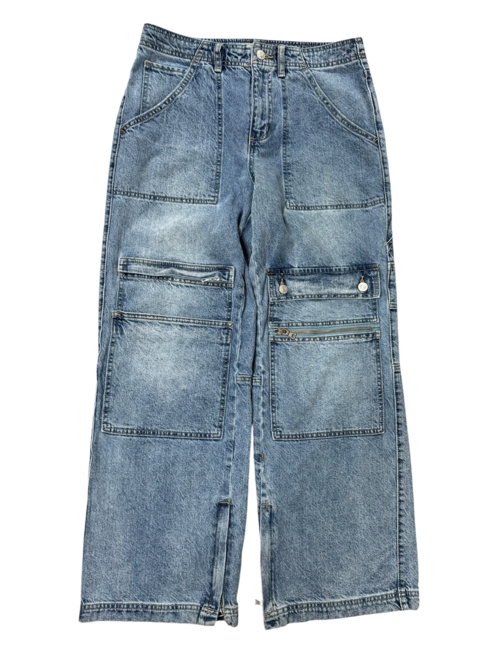 Free People We The Free CRVY Under Construction Cargo Jeans size 27 - Picture 5 of 11